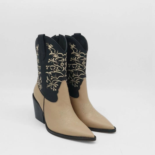 Encore Black/Tan Leather Cowboy Boots