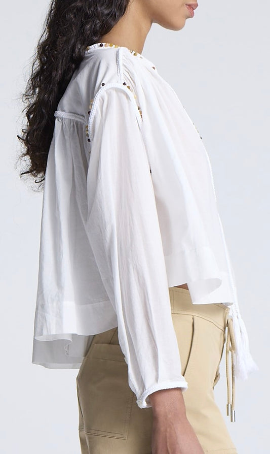 White Jodie Crisp Cotton Voile Top
