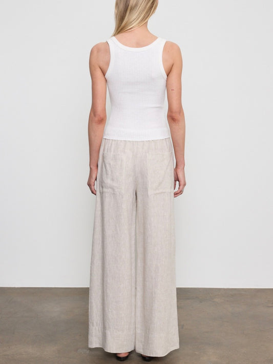 Jute Heather Linen Cropped Summer Pant
