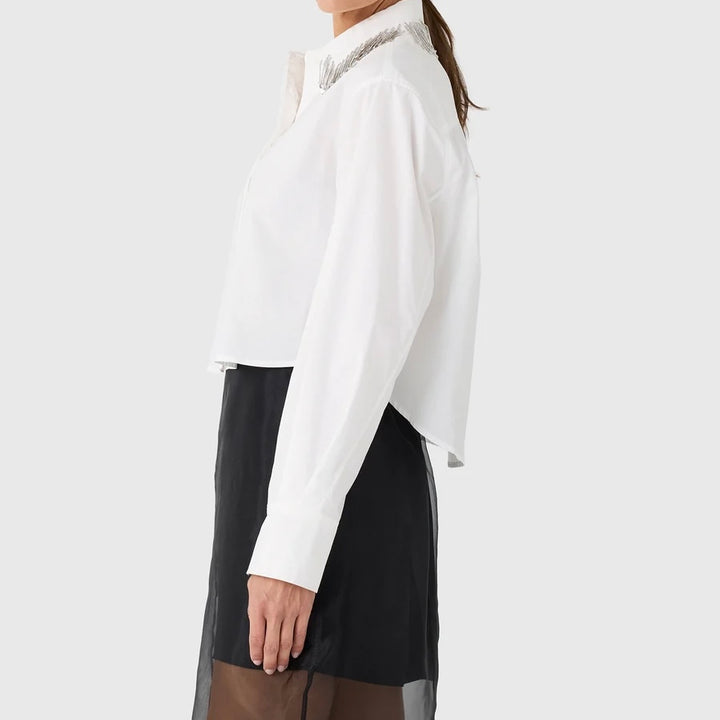 Renata Embellished Cropped Button Down