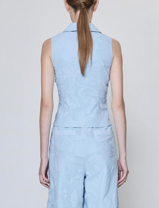 Sky Blue Arabella Jacquard Top