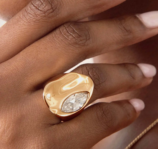 18K Gold Liquid Crystal Statement Ring