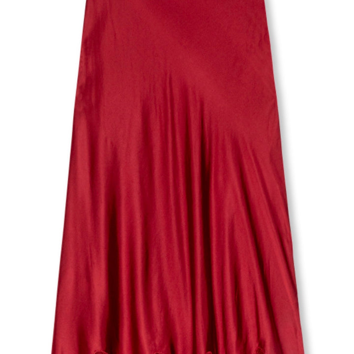 Crimson Ebony Lace Satin Skirt