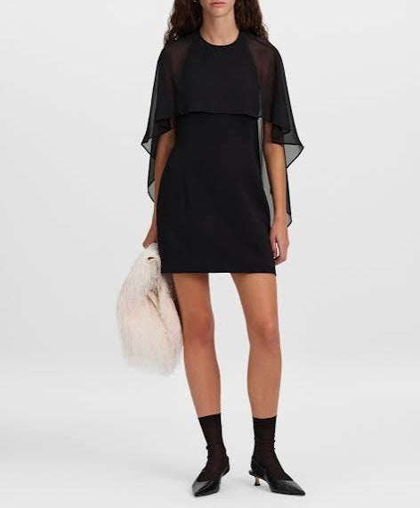 Black Adela Caped Mini Dress