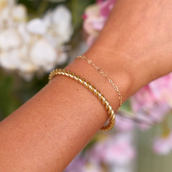 Golden Braided Bangle Bracelet