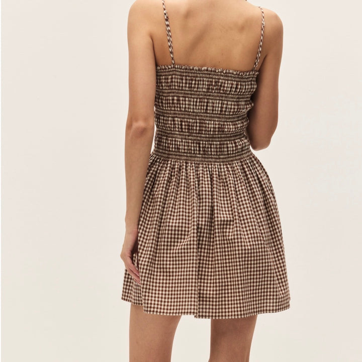 Brown Gingham Yuki Mini Dress