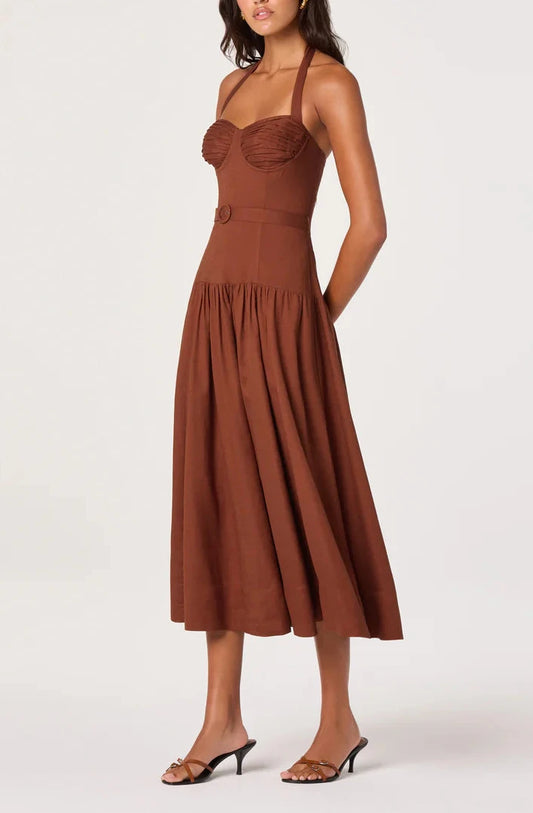 Rust Katinka Halter Midi Dress