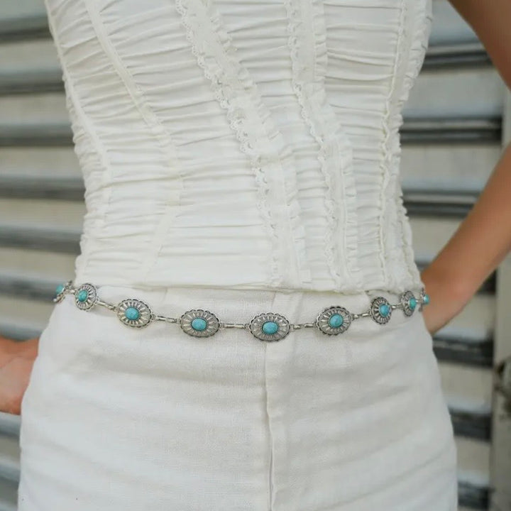 Silver & Turquoise Concho Belt