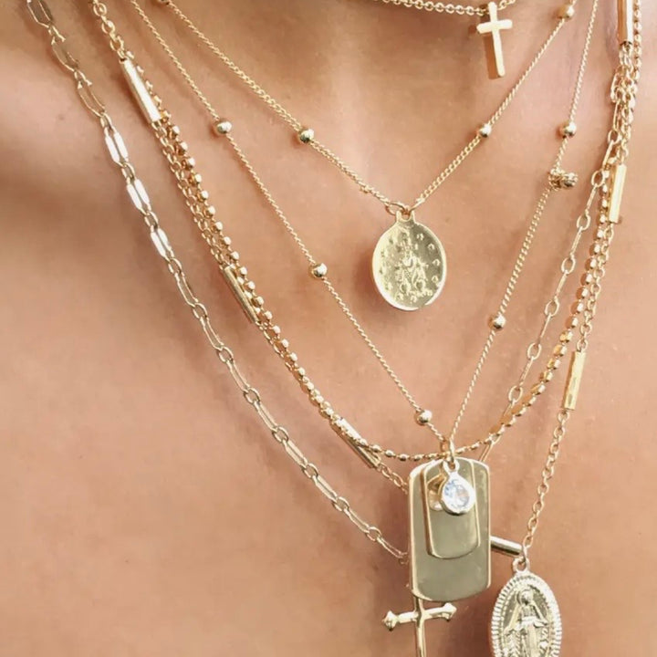 Like a Prayer Layered Cross Coin Necklace