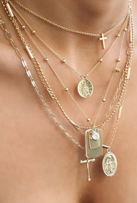 Like a Prayer Layered Cross Coin Necklace