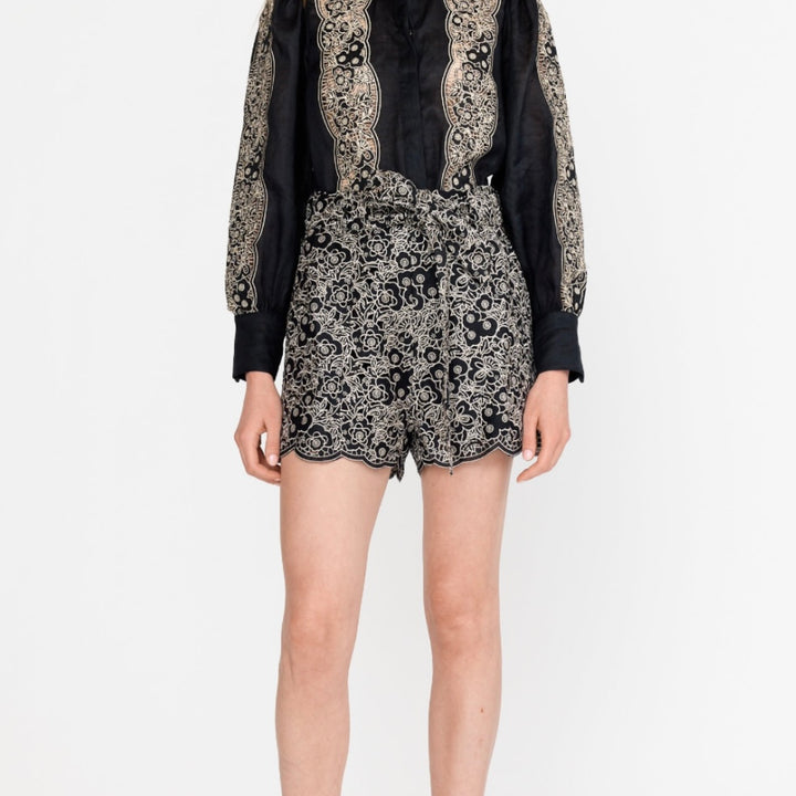 Onyx Embroidery Peri Short