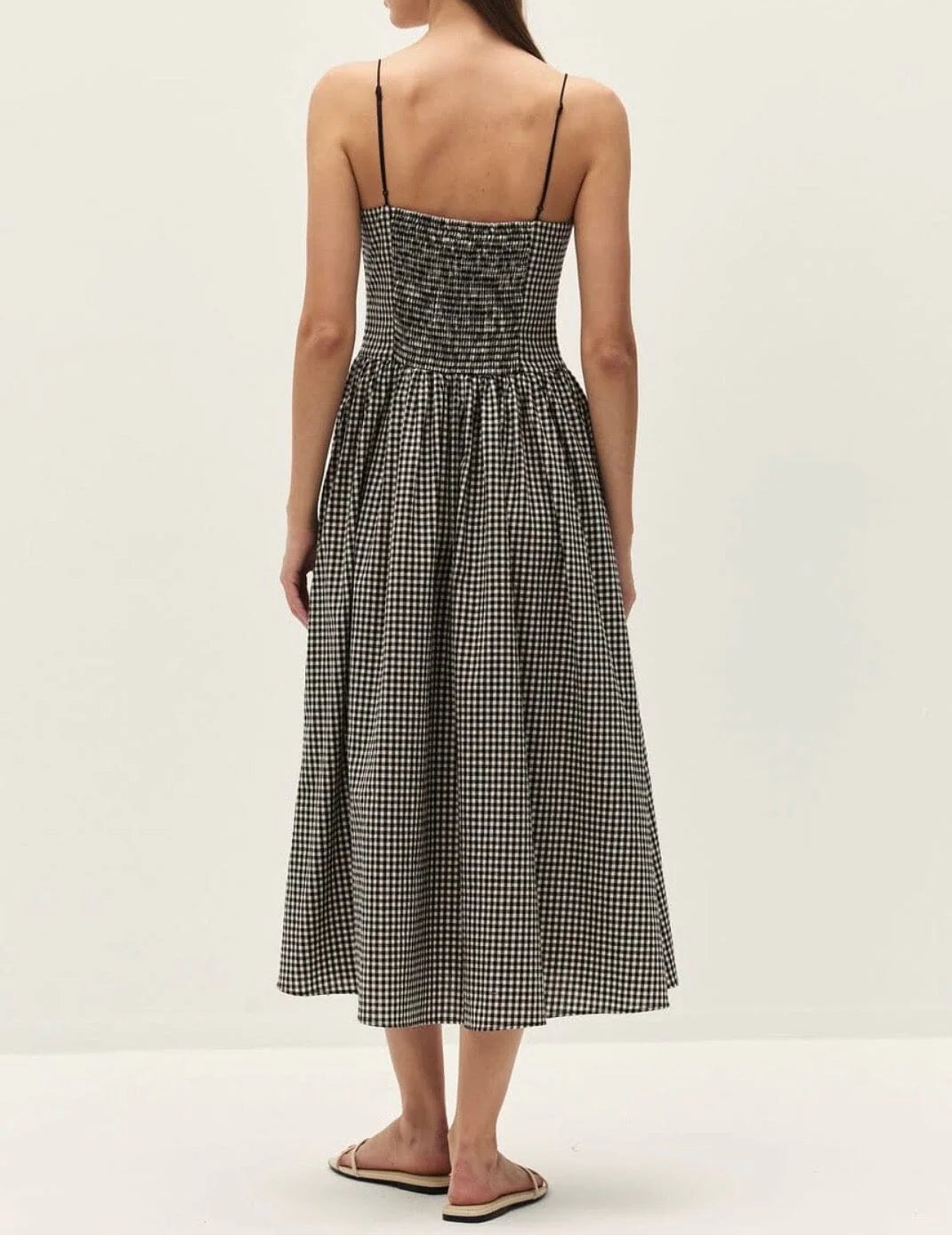 Black Gingham Lyla Midi Dress