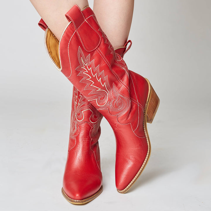 Red Leather Loyal Cowboy Boots