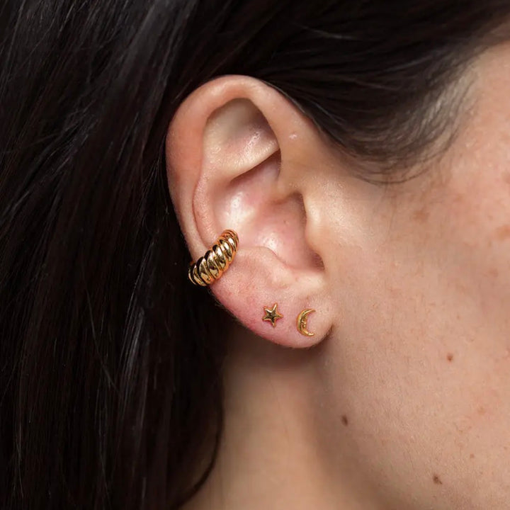 Gold Libby Puffy Star Studs