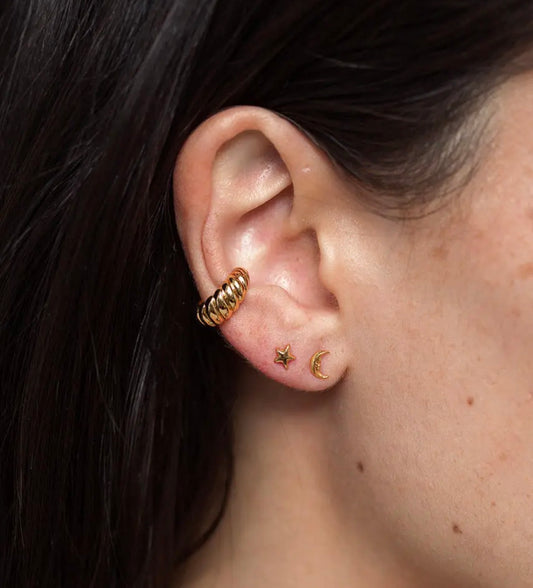 Gold Libby Puffy Star Studs