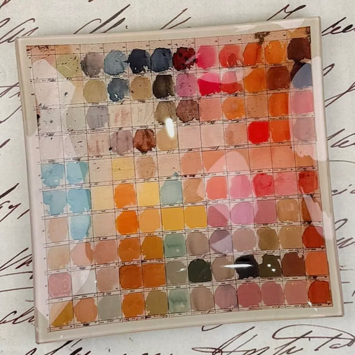 Watercolor Artist's Palette Decoupage Glass Tray