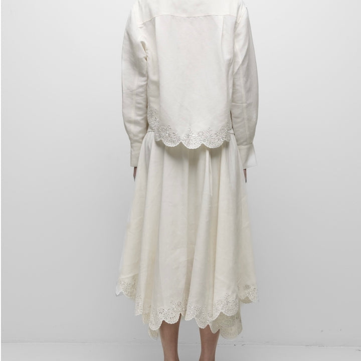 White Ames Embroidered Linen Shirt