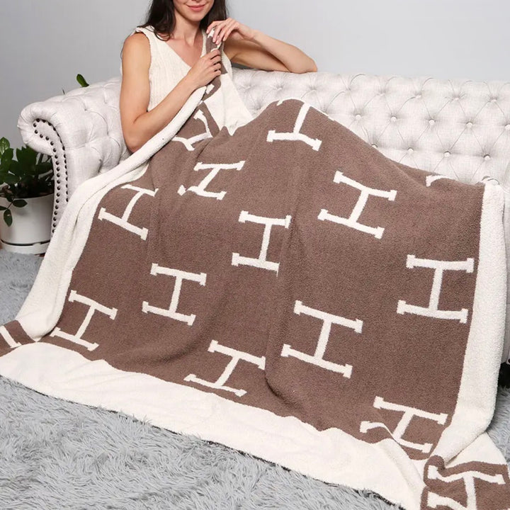Initial Reversible Throw Blanket