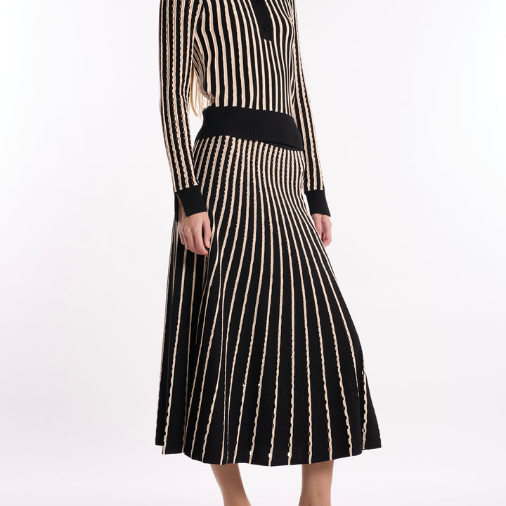 Black Pinstripe Colton Skirt