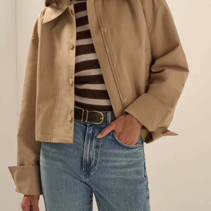 Khaki Rue Cropped Trench