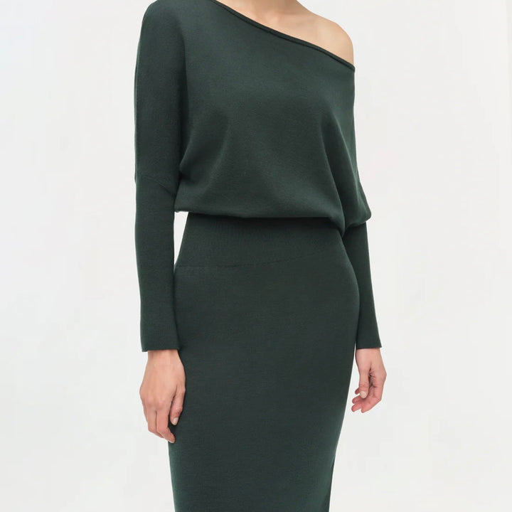 Emerald Janese Off Shoulder Midi Dress