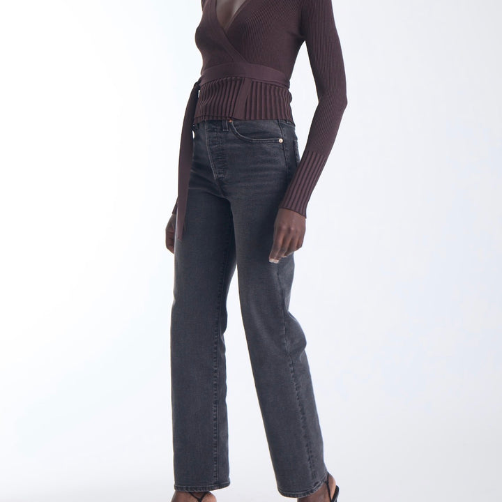 Espresso Freya Knit Wrap Top