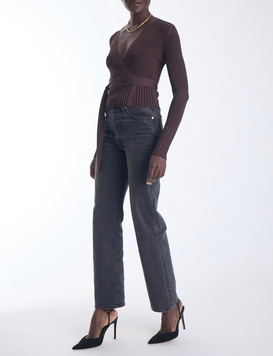 Espresso Freya Knit Wrap Top