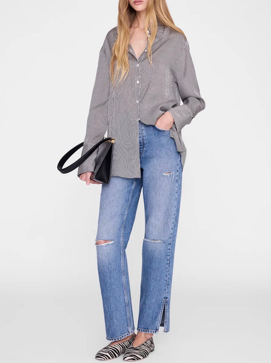 Black Mini Stripe Bridget Shirt