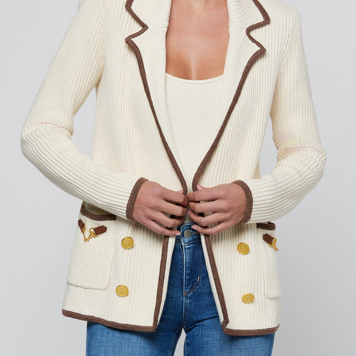 Ivory Cappuccino Ranch Knit Blazer