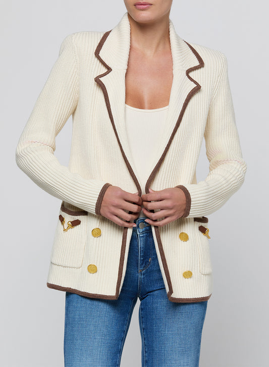 Ivory Cappuccino Ranch Knit Blazer