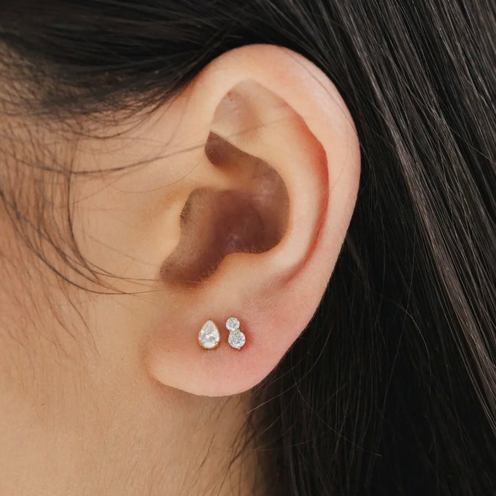 Gold Stacked Cz Flat Back Stud