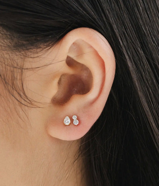 Gold Stacked Cz Flat Back Stud