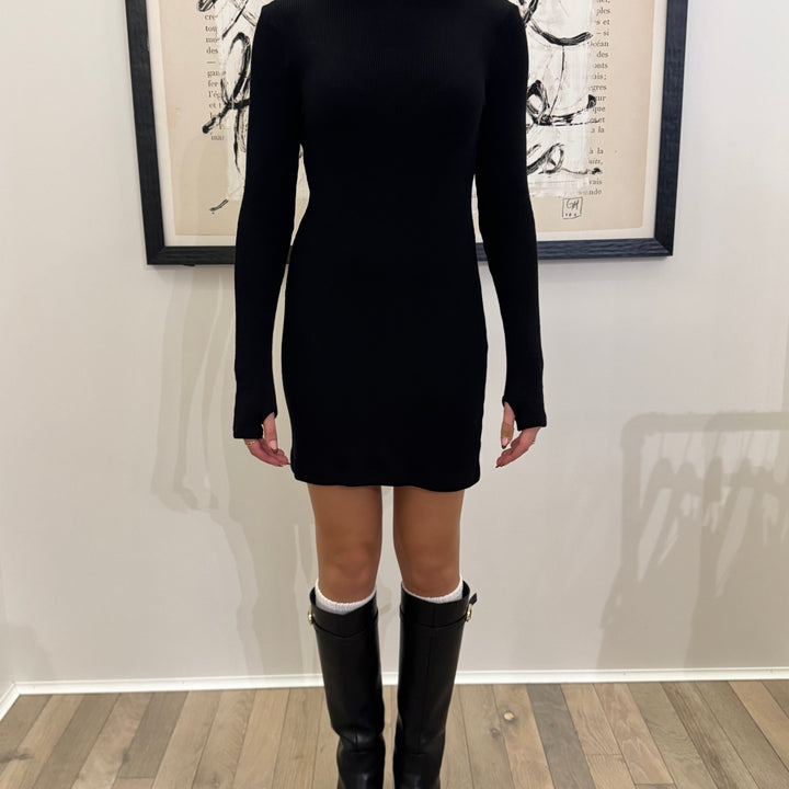 Black Knit Tunic Mini Dress