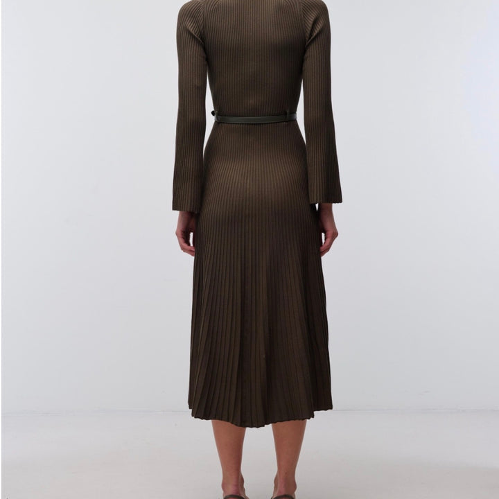 Dark Olive Ismelle Collared Midi Dress