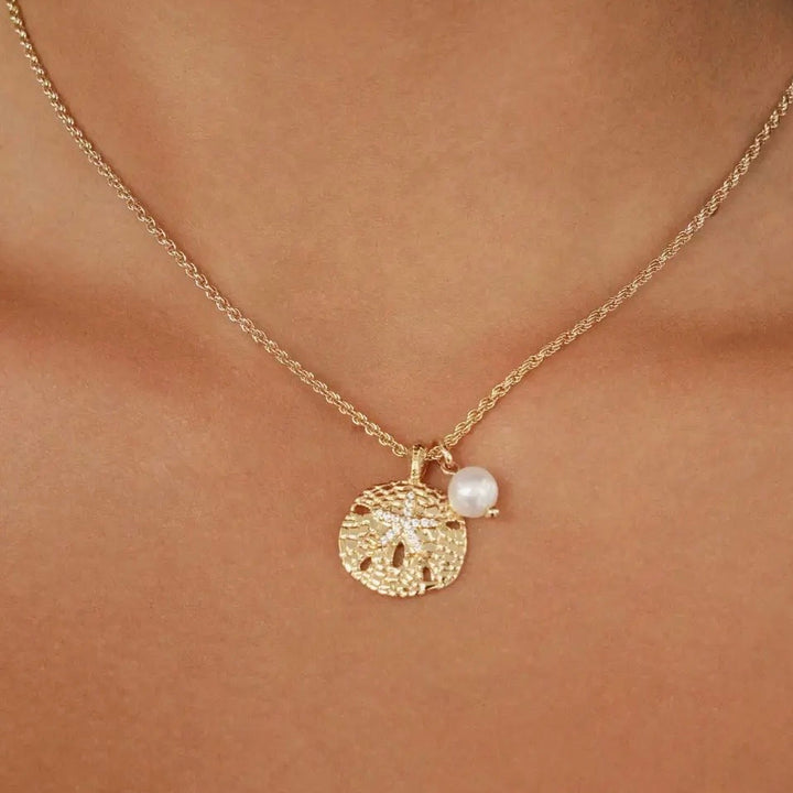 Gold Sand Dollar Charm Necklace