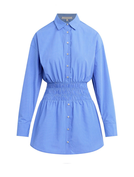 Blue Stripe Waist Not Mini Dress