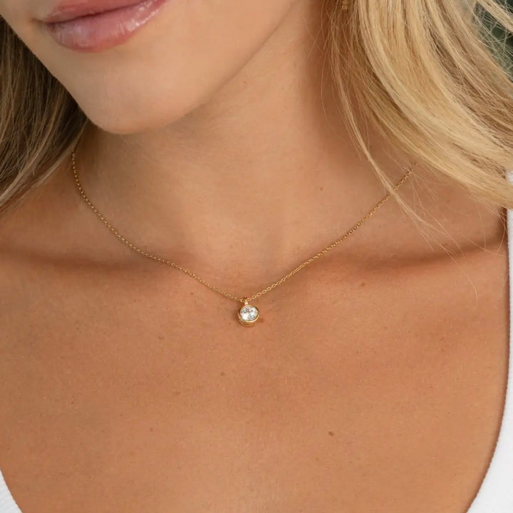 Gold Round Bezel Necklace