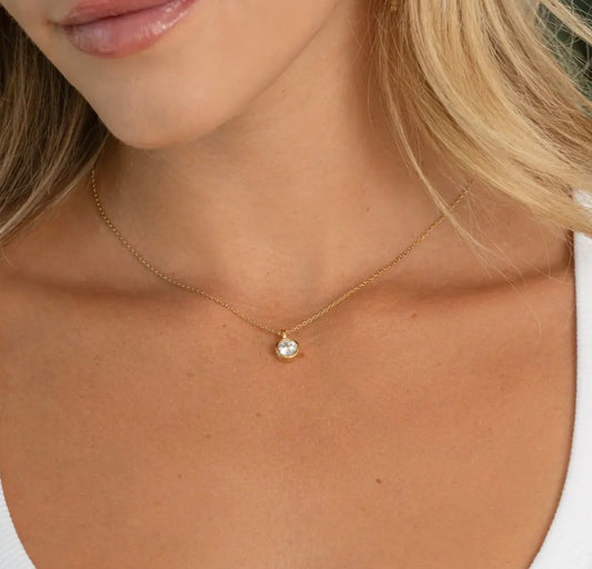 Gold Round Bezel Necklace