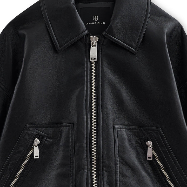 Black Assan Recycled Leather Jacket