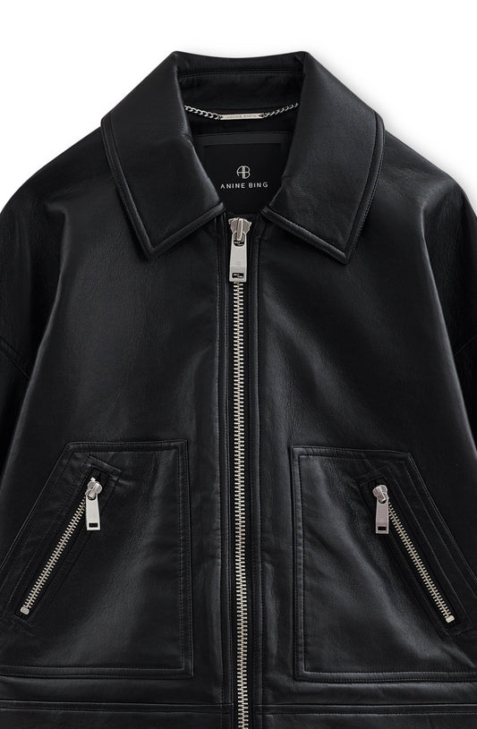 Black Assan Recycled Leather Jacket