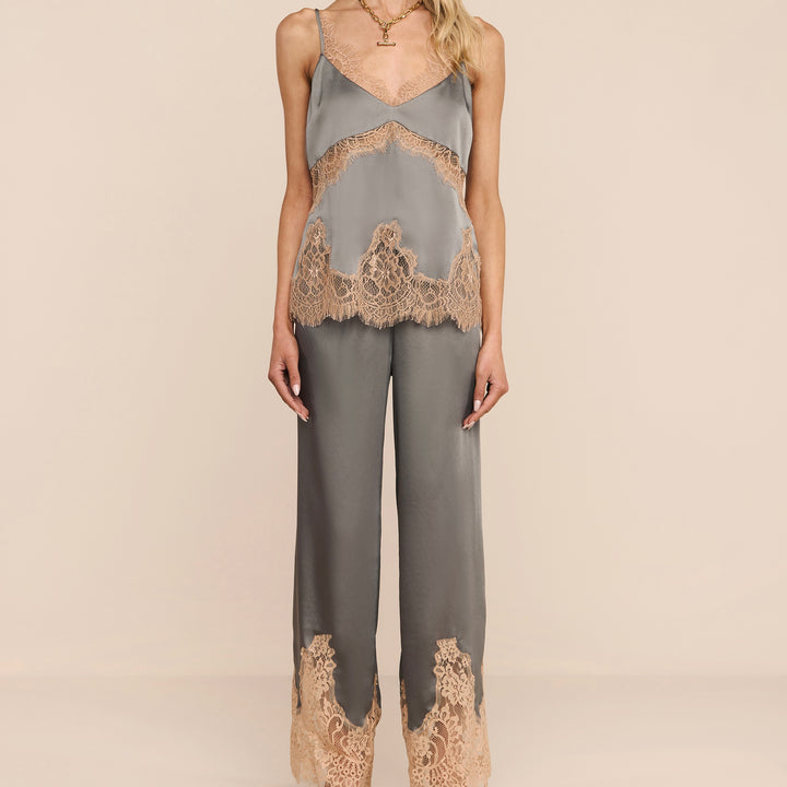 Smokey Olive Mirel Lace Trim Pant