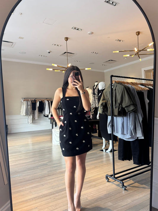 Black Gisela Rhinestone Mini Dress