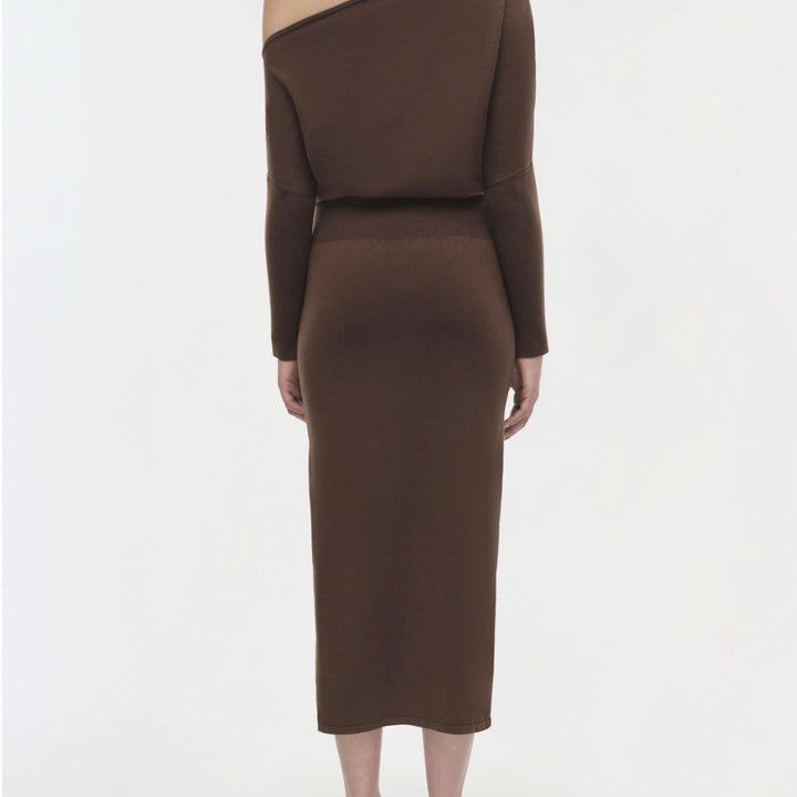 Chocolate Janese Off Shoulder Midi Dress