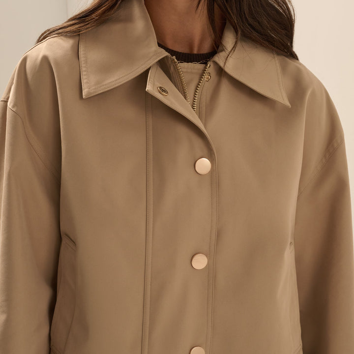Khaki Rue Cropped Trench