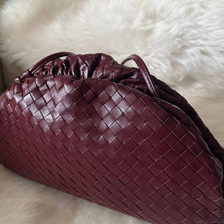 Burgundy Woven Leather Pouch