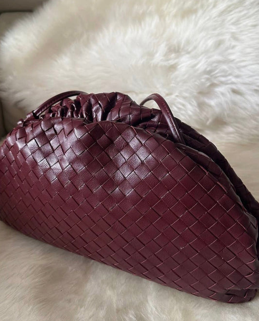 Burgundy Woven Leather Pouch