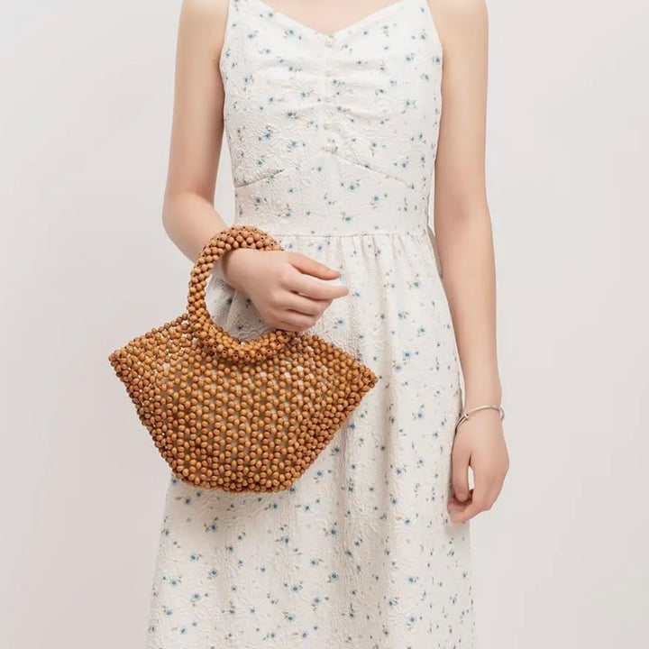 Coffee Mini Beaded Beach Handbag