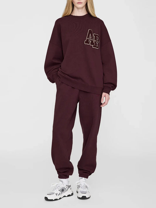 Dark Burgundy Miles Letterman Sweatshirt