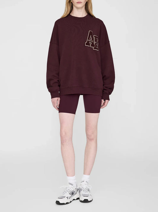 Dark Burgundy Miles Letterman Sweatshirt