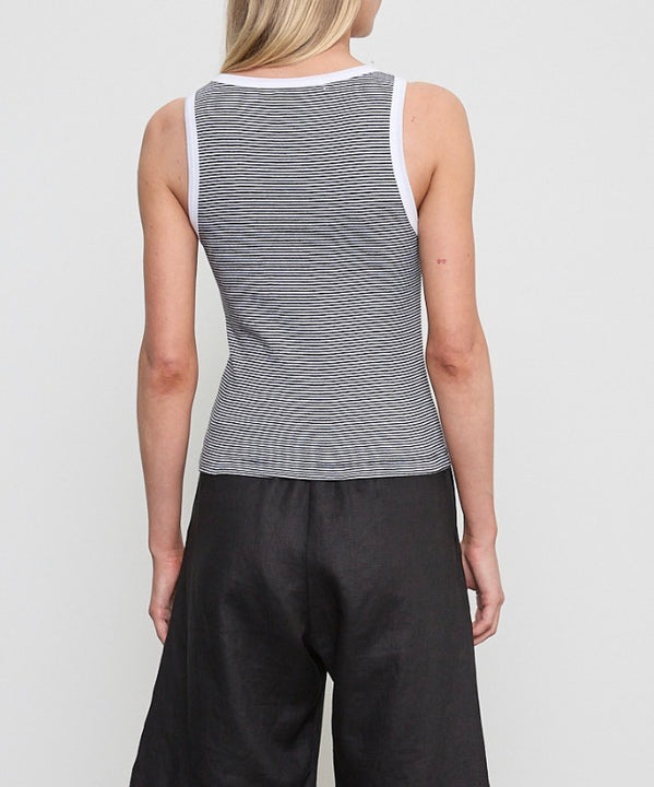 Black/White Mini Stripe Cotton Tank